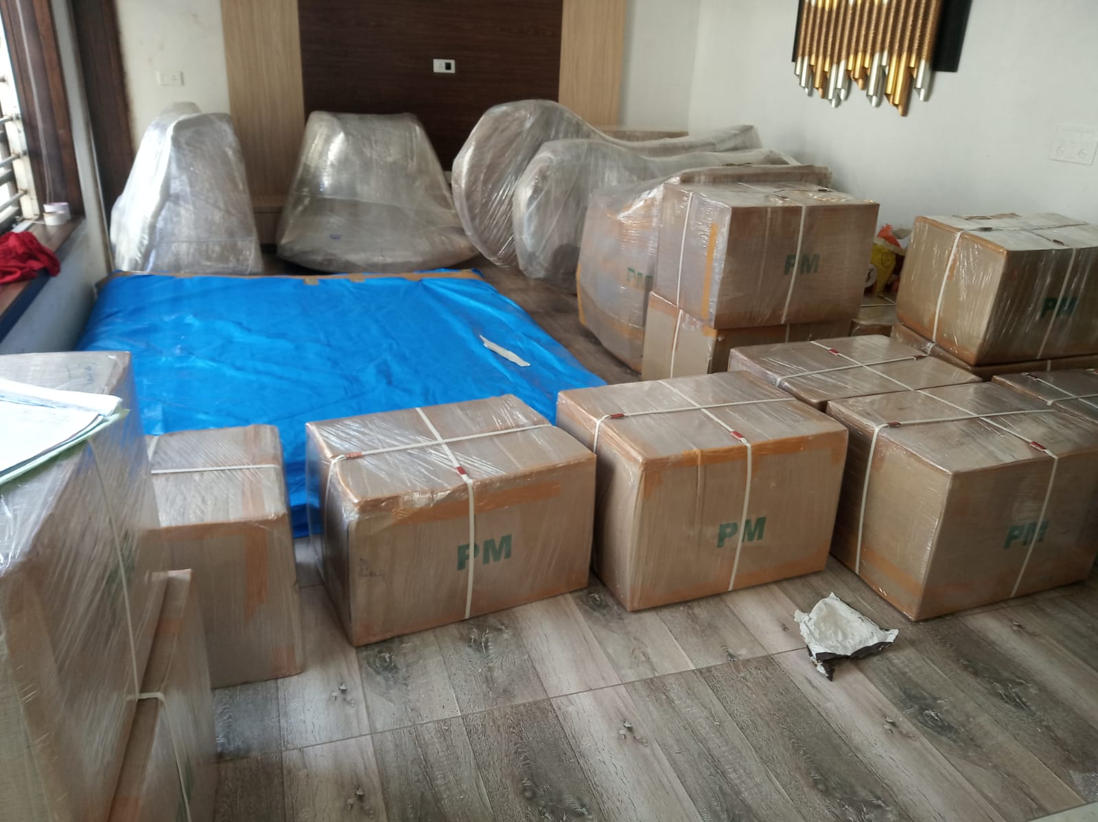 Careful packing of household items